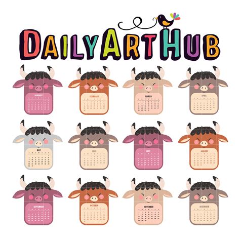 2021 Monthly Calendar Clip Art Set Daily Art Hub Free Clip Art Everyday