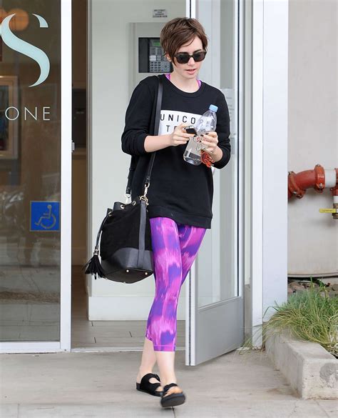 Lily Collins In Pink Spandex 02 Gotceleb