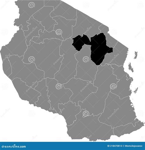 Location Map Of The Manyara Region Of Tanzania Stock Vector