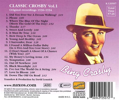 Bing Crosbyclassic Crosby V1 Bing Crosby Cd Album Muziek
