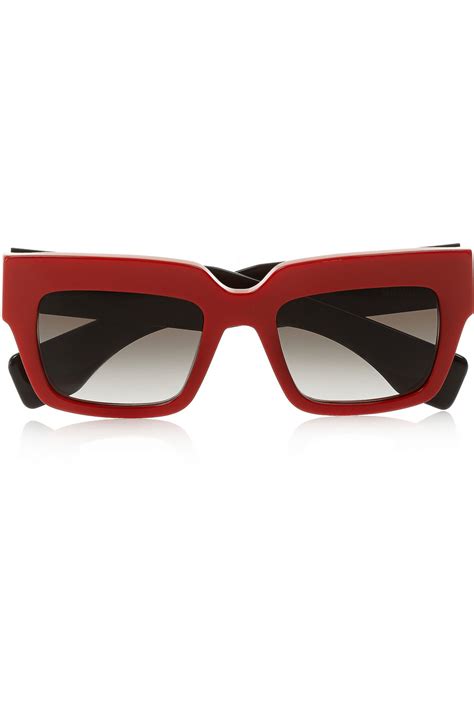Prada Square Frame Acetate Sunglasses In Red Black Lyst