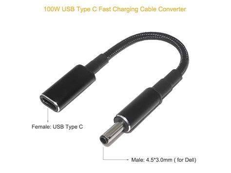 5 Pack 100w Usb C Type C Female To 45x30mm Dc Tip Black Tip Power Adapter Converter Cable