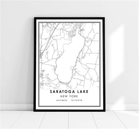 Saratoga Lake Map Print Poster Canvas Saratoga Lake Map Etsy New Zealand