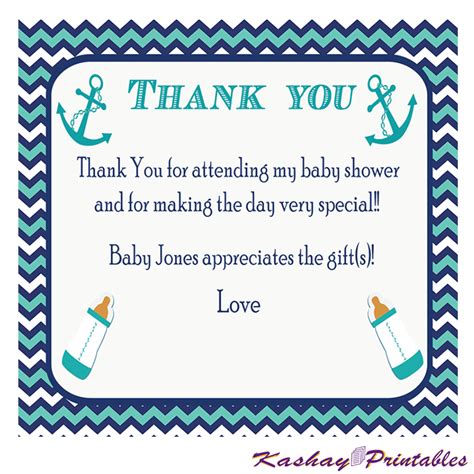 These words and phrases are perfect for thanking family and friends for thoughtful baby shower gifts. Nautical Baby Shower Thank You Card | Kashay Printables