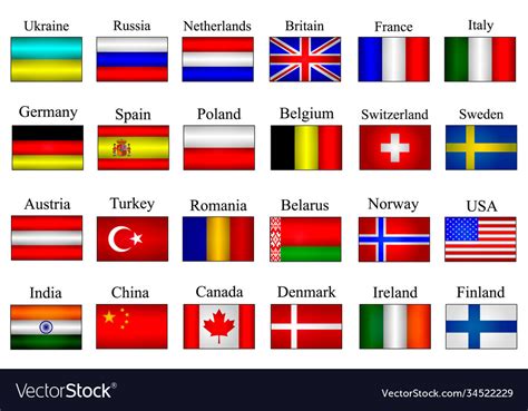 Direct Flags Different Countries World Royalty Free Vector