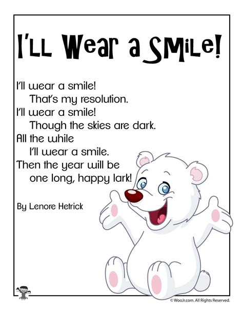 Ill Wear A Smile Short New Years Poem Woo Jr Kids Activities