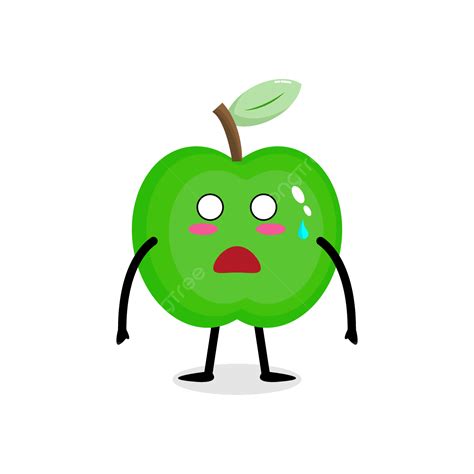 Cute Apple Cartoon Character With Shocked Expression Cute Apple