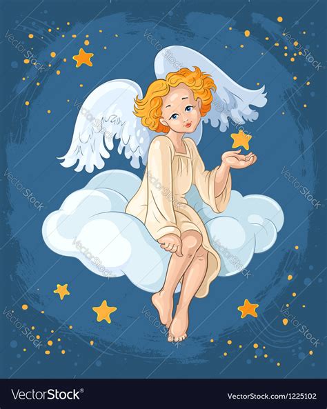 Christmas Angel Sitting On A Cloud Royalty Free Vector Image