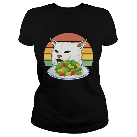 Angry Women Yelling At Confused Cat At Dinner Table Meme Shirt