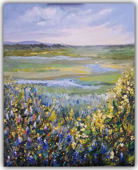 Landscape Painting Wild Flowers Meadow Acrylic Painting Etsy In 2020