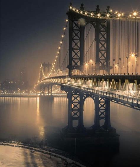 Manhattan Bridge At Night By Lastsuspect New York City Manhattan