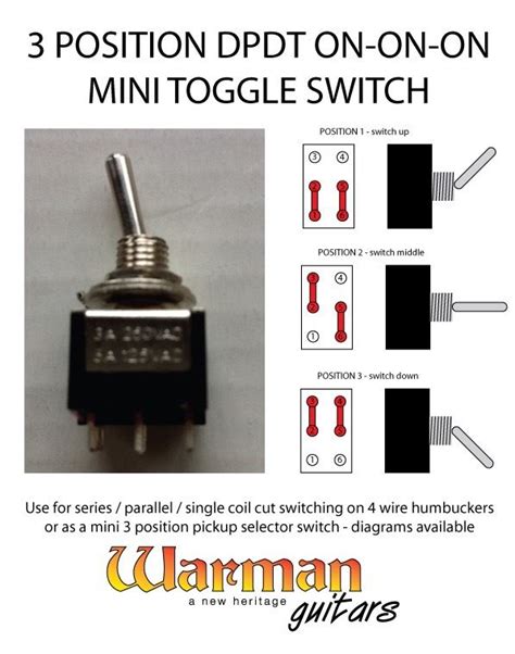 Dpdt 3 Position On On On Mini Toggle Guitar Switch Warman Guitars
