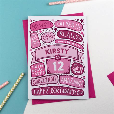 12th Omg Birthday Personalised Illustrated Card By A Is For Alphabet