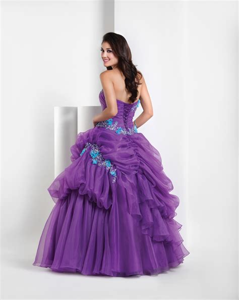 Purple Ball Gown Strapless Full Length Quinceanera Dresses With Beading