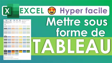 Excel Mettre Sous Forme De Tableau Cours Complet YouTube