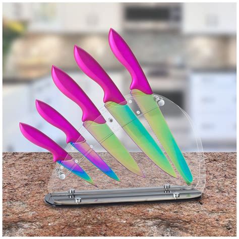 Pink Handle Kitchen Knife Set 5 Piece Modern Kitchen Knife Set With