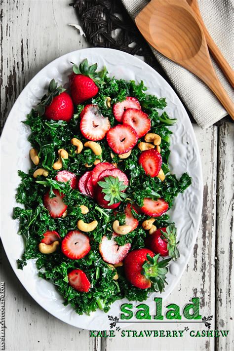 Massaged Kale Strawberry And Cashew Salad Sandras Easy Cooking