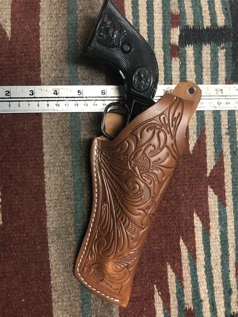 Leather Thumb Break Field Holster Floral Brown Fits Ruger Wrangler