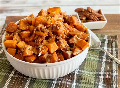 Thanksgiving Slow Cooker Sweet Potatoes With Coconut And Pecan