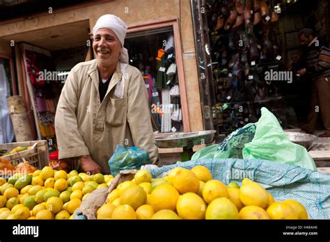 Egypt Cairo Islamic Old Town Fruit Seller Stock Photo Alamy