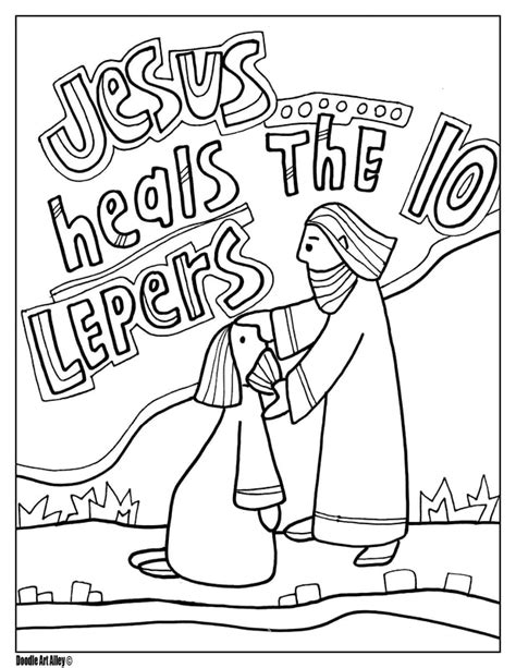 Ten Lepers Coloring Page Bible Story Ten Lepers Healed Coloring