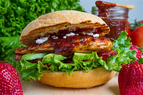 Strawberry Bbq Chicken Club Sandwich With Bacon Avocado