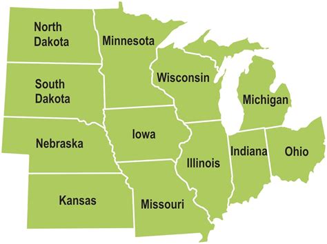 Midwest Usa Karta Amerikanska Mellanvästern Karta Nordamerika Och