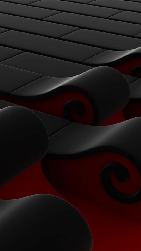 Abstract 3d Black And Red Waves Wallpaper Download 1080x1920