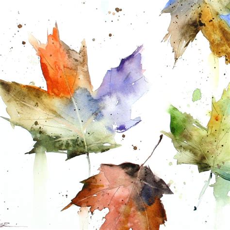 Autumn Leaves Watercolor Print By Dean Crouser Etsy Acuarela Arte