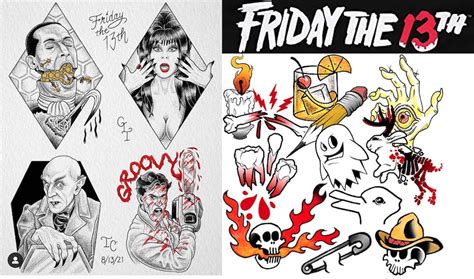 Top More Than 76 Friday The 13th Tattoos Flash Sheet Super Hot In