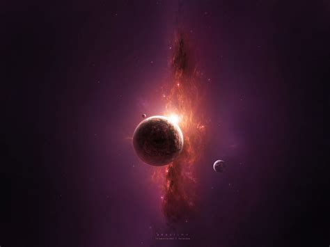 An Artists Rendering Of Two Planets In Space