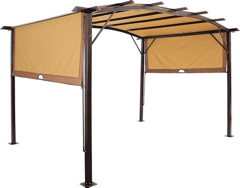 Buy Sunnydaze 9x12 Foot Metal Arched Pergola With Retractable Canopy