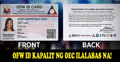 In a nutshell, having this id card makes your life easier as you work overseas. OFW ID Is the Replacement of OEC - Former OFW Can Avail ...