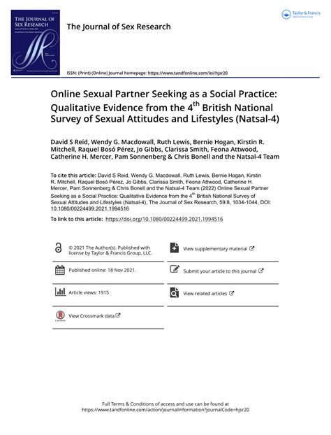 Pdf Online Sexual Partner Seeking As A Social Practice Qualitative