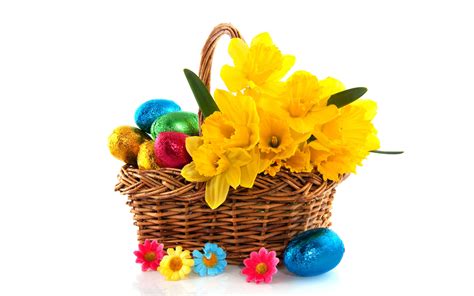 Download Yellow Flower Easter Egg Daffodil Flower Basket Colorful Egg