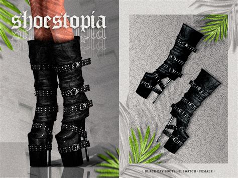Shoestopia — Black Day Boots Download Patreon Female Sims 4
