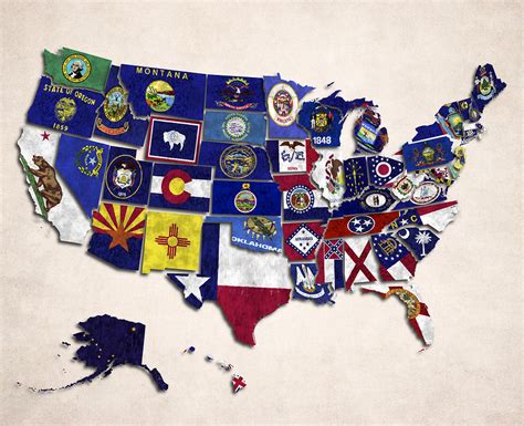 United States Map With Fifty States Digital Art By World Art Prints And