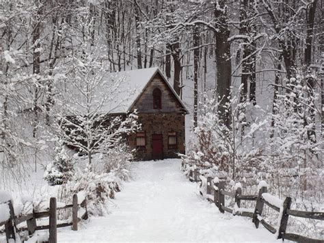 Photo The Stone Cottage In The Woods Snowfall In Ct