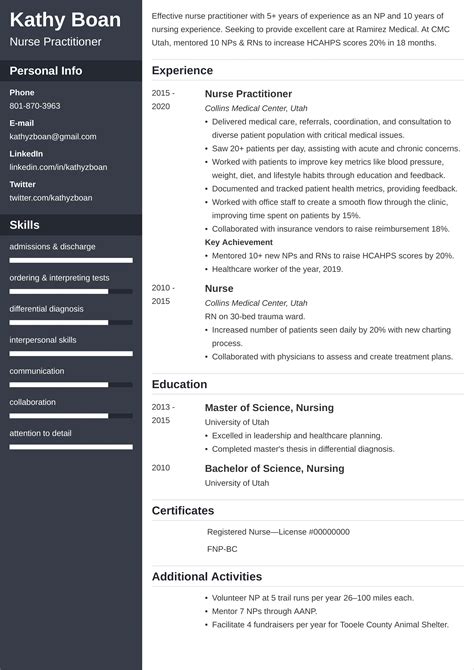 Nurse Practitioner Resume—examples And Tips Entry Level