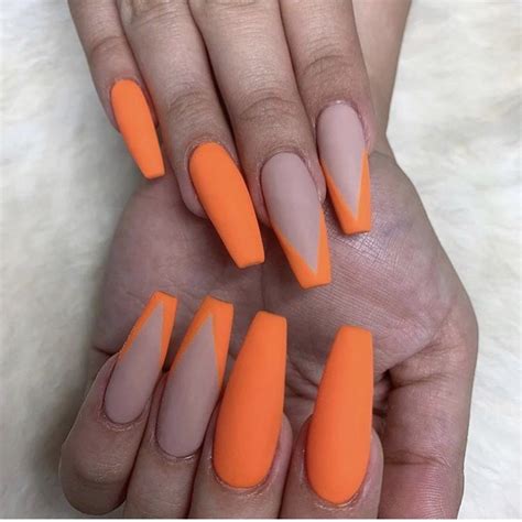 Pin By Paula X On Clawsss Nails Orange Nails Cute Nail Designs