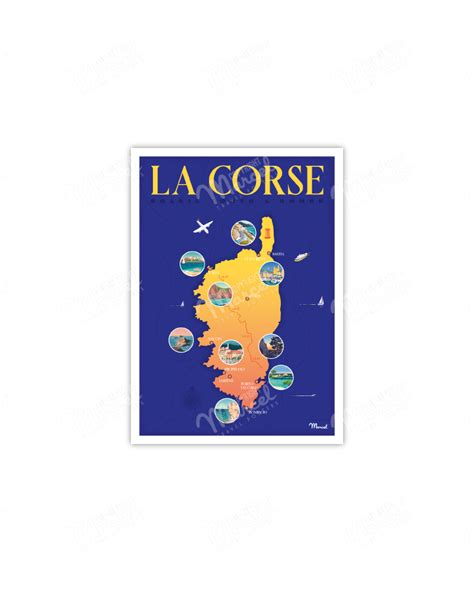 Postcard Corsica Map Marcel Travel Posters