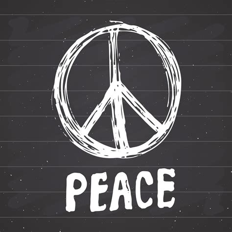 Peace Symbol Hand Drawn Grunge Hippie Or Pacifist Sign Vector