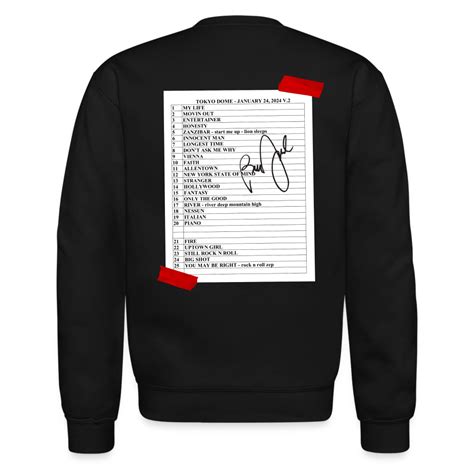 Billy Joel 1 24 24 Tokyo Set List Black Crewneck Online Exclusive Billy Joel Online Store