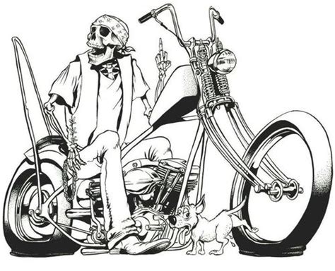 Chopper Motorcycle Drawing Biker Art Skull Art