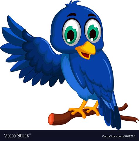 Cute Blue Bird Cartoon Presenting Royalty Free Vector Image