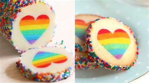 Eugenie Cookie Rainbow Heart Cookies Slice And Bake Surprise Youtube