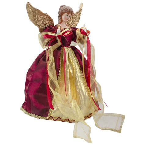 Northlight 135 Lighted Red And Gold Angel With Wings Christmas Tree