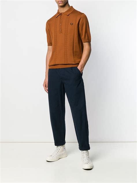 Fred Perry X Art Comes First Cable Knit Polo Shirt In Brown For Men Lyst