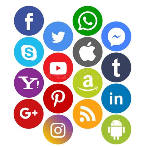 Set Of Popular Social Media Icons Facebook Whatsapp Twitter