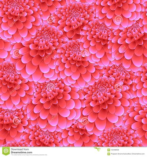 Pink Dahlia Seamless Background Mexico S National Flower Vector